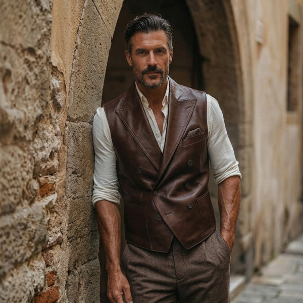 Taj Heritage Firenze Vintage Leather Waistcoat