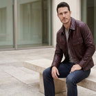 Taj Signature Bordeaux Burgundy Leather Jacket