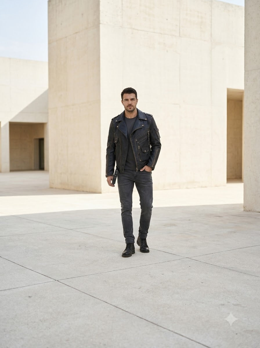 Taj Signature Rebellious Double-Rider Leather Jacket