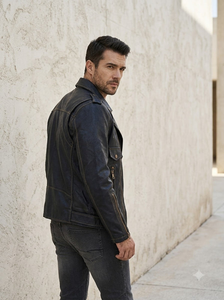 Taj Signature Rebellious Double-Rider Leather Jacket