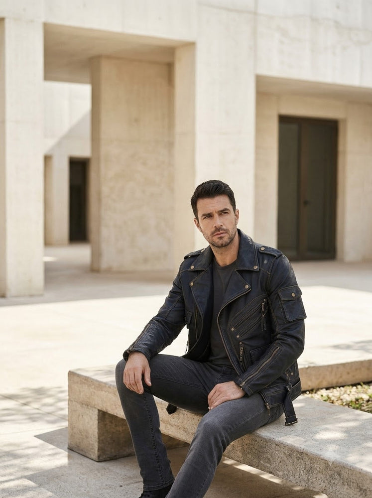 Taj Signature Rebellious Double-Rider Leather Jacket
