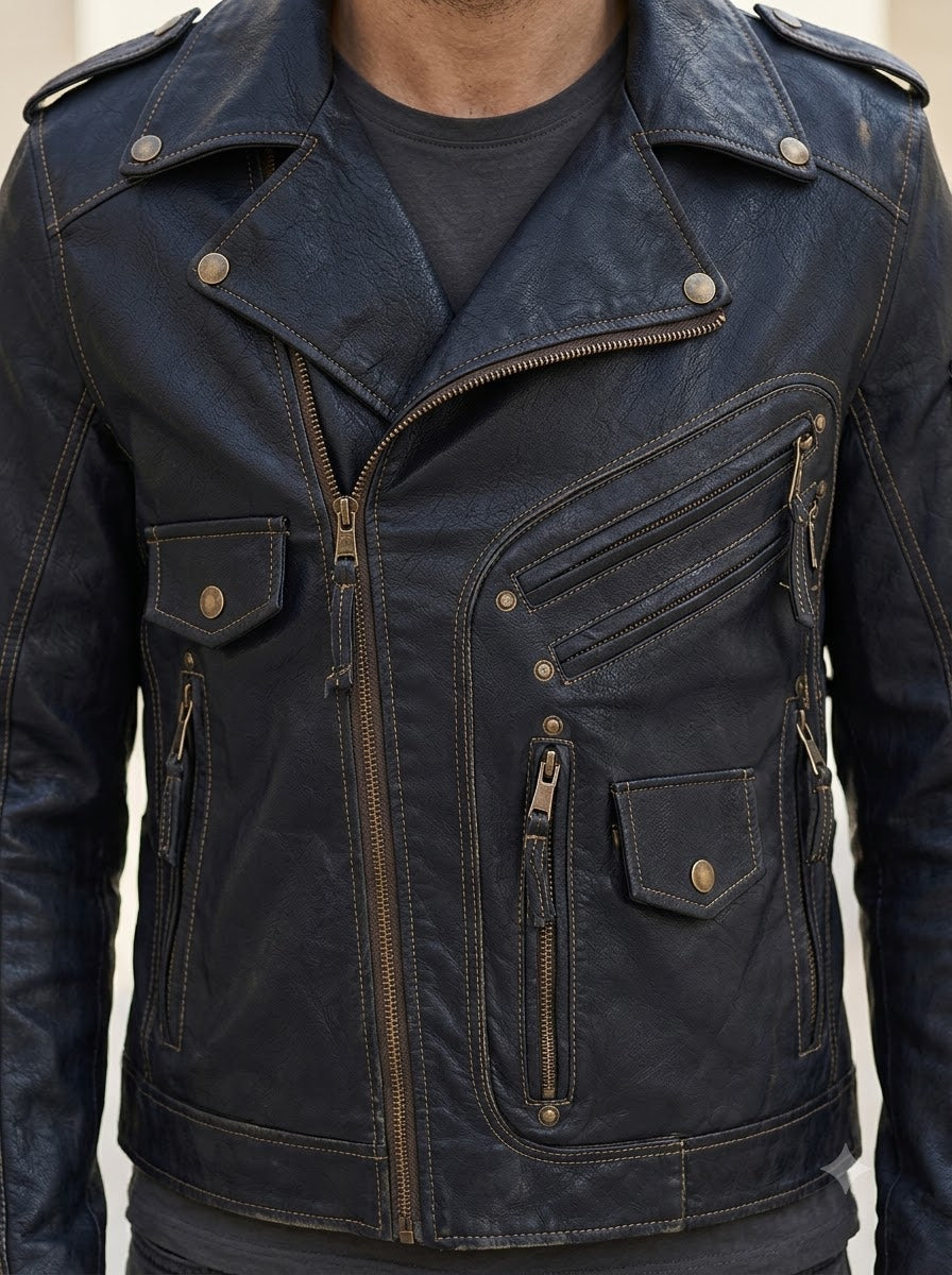 Taj Signature Rebellious Double-Rider Leather Jacket