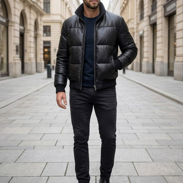 Taj Signature Arctic Quilted Leather Puffer Jacket
