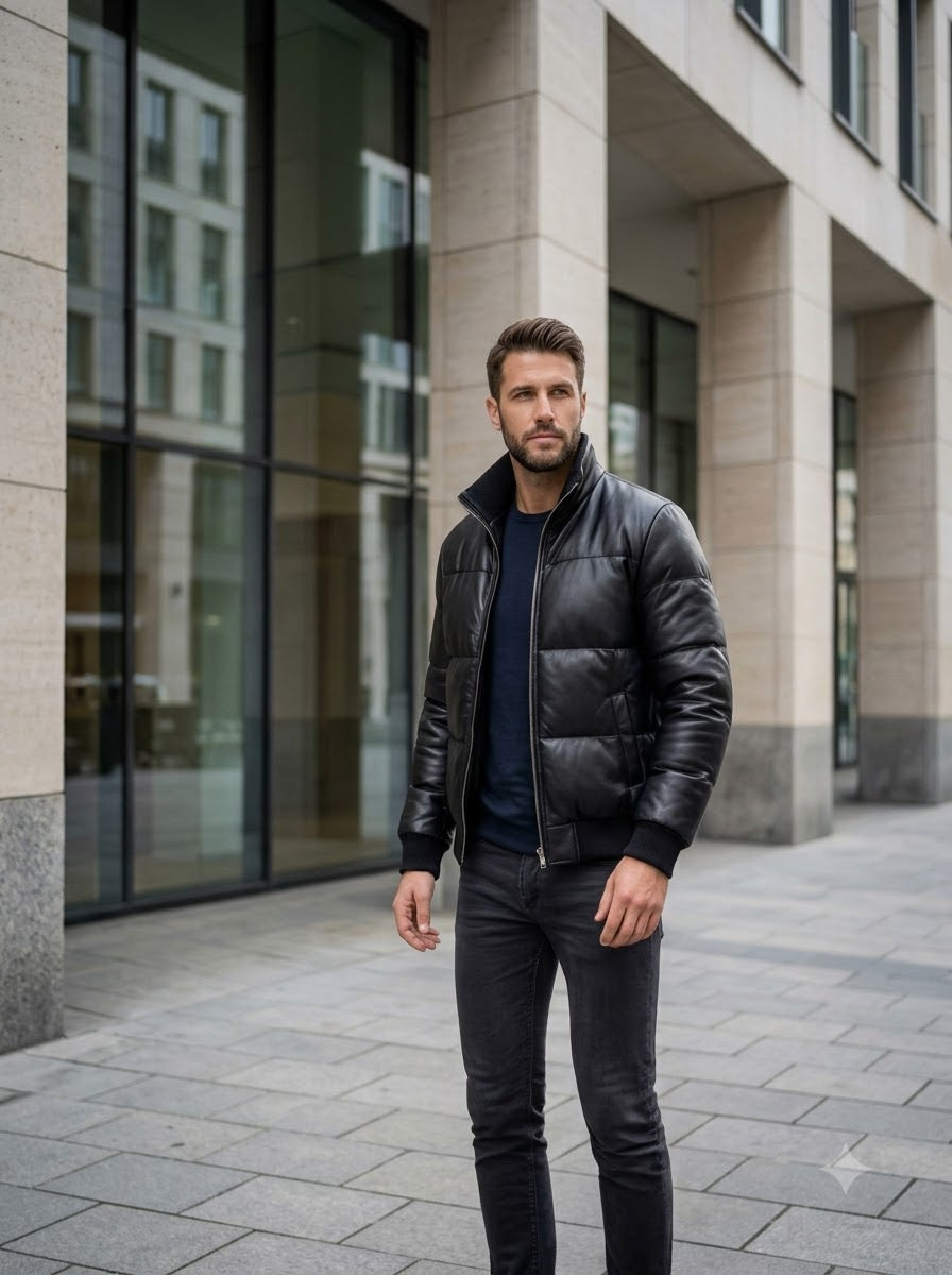 Taj Signature Arctic Quilted Leather Puffer Jacket