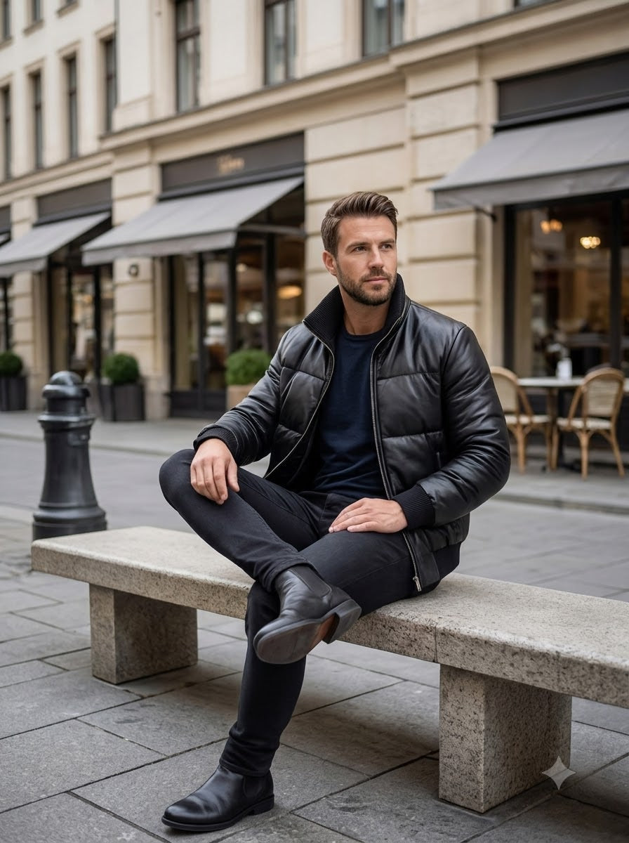 Taj Signature Arctic Quilted Leather Puffer Jacket