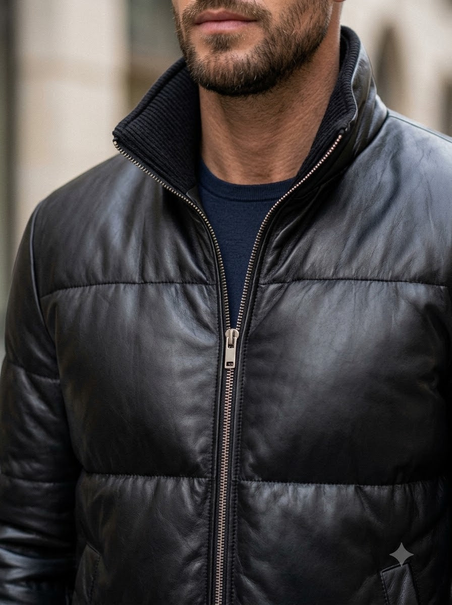 Taj Signature Arctic Quilted Leather Puffer Jacket