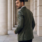 Taj Bespoke Olive Green Leather Blazer