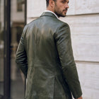 Taj Bespoke Olive Green Leather Blazer