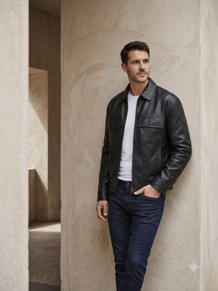 Taj Signature Metropolitan Black Leather Overshirt