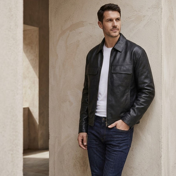 Taj Signature Metropolitan Black Leather Overshirt
