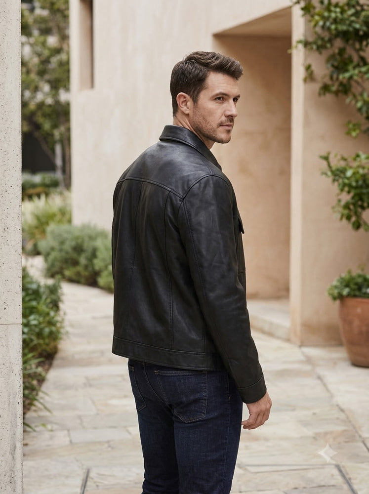 Taj Signature Metropolitan Black Leather Overshirt