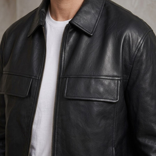 Taj Signature Metropolitan Black Leather Overshirt