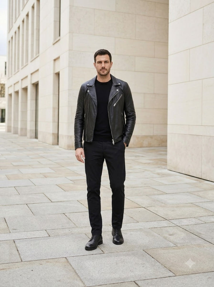 Taj Signature Vanguard Asymmetric Biker Leather Jacket