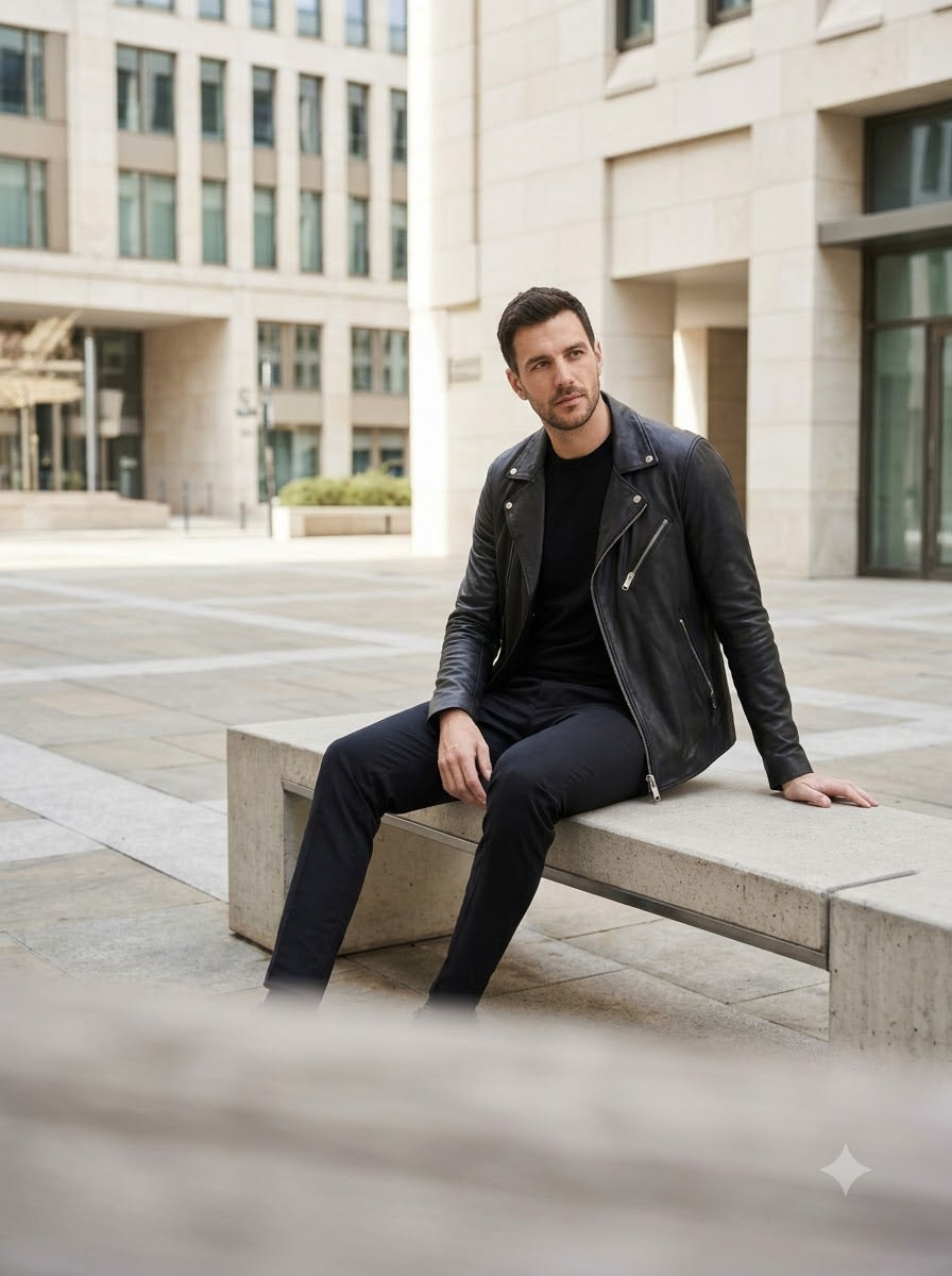 Taj Signature Vanguard Asymmetric Biker Leather Jacket