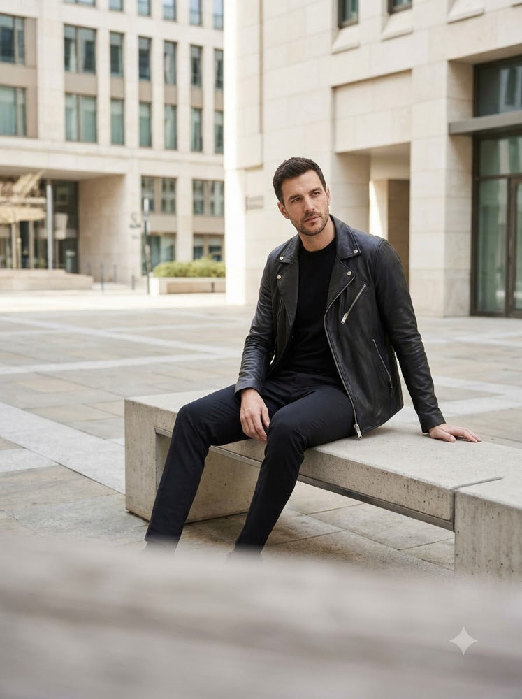 Taj Signature Vanguard Asymmetric Biker Leather Jacket