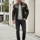 Taj Signature Monza Striped Racing Leather Jacket