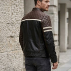 Taj Signature Monza Striped Racing Leather Jacket
