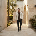 Taj Bespoke St. Moritz Ivory Shearling Leather Overshirt