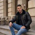 Taj Signature Aviator Black Shearling Leather Jacket