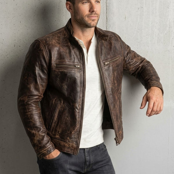 Taj Heritage Durango Distressed Leather Cafe Racer