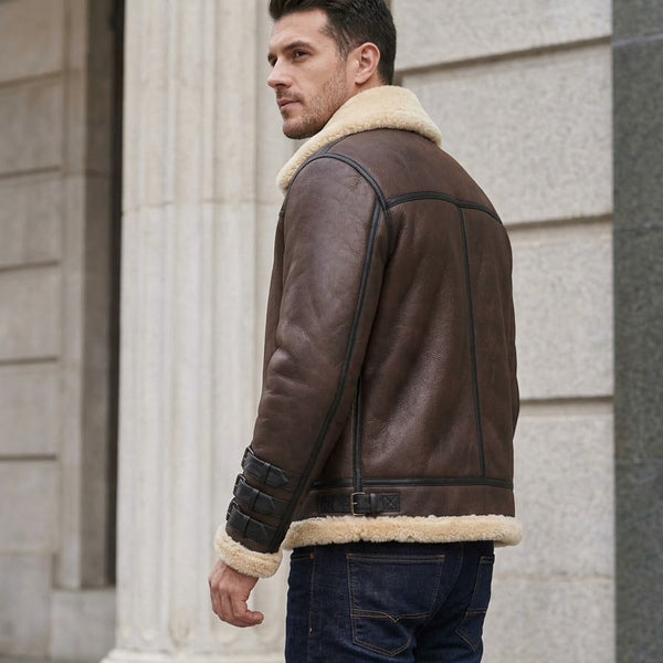 Taj Heritage Yukon Brown Shearling Flight Jacket
