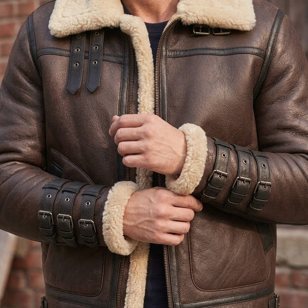 Taj Heritage Yukon Brown Shearling Flight Jacket
