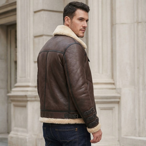 Taj Heritage Yukon Brown Shearling Flight Jacket