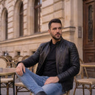 Taj Signature Modena Ribbed Biker Leather Jacket