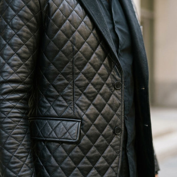 Taj Bespoke Royale Diamond-Quilted Leather Coat