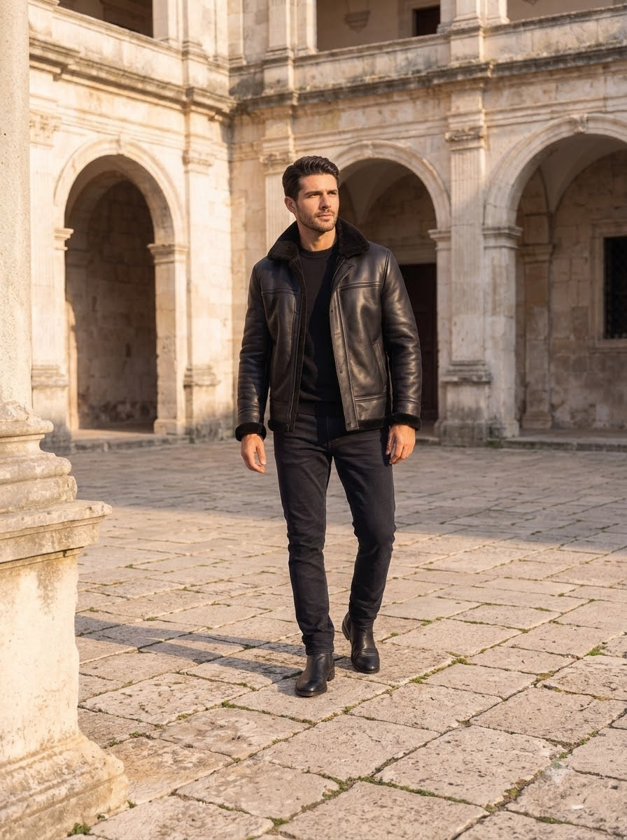 Taj Signature Roma Shearling Leather Bomber