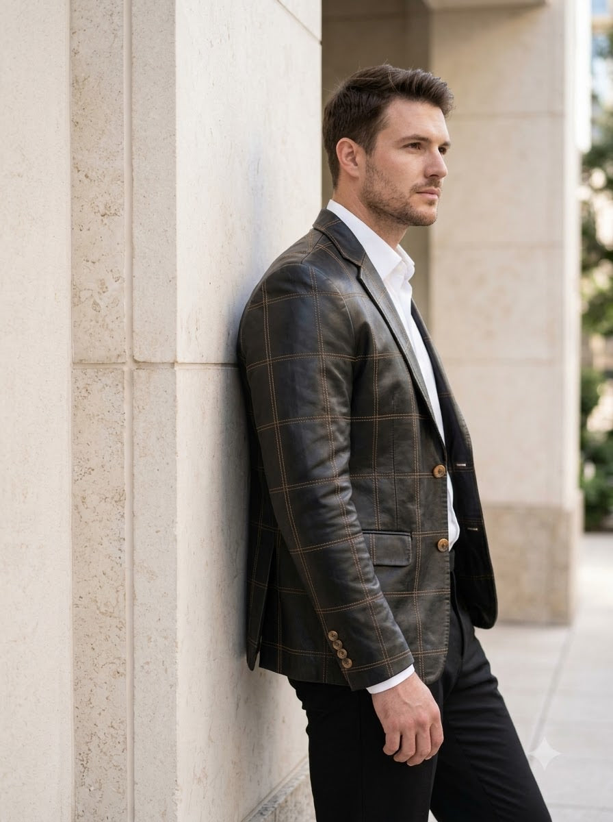 Taj Bespoke Milano Textured Leather Blazer