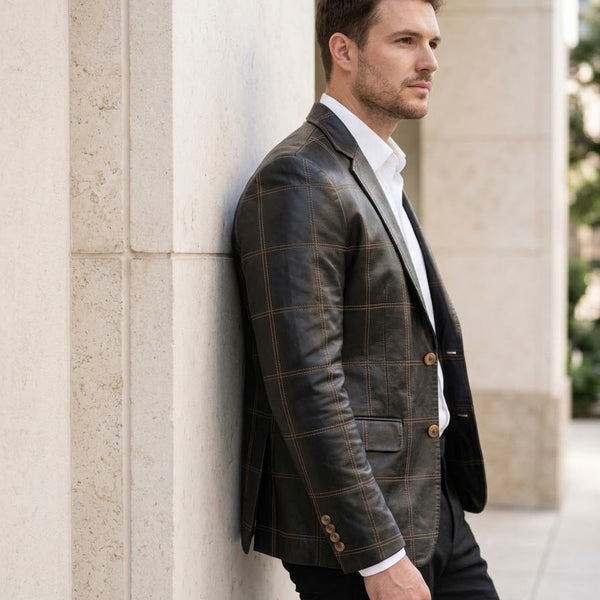 Taj Bespoke Milano Textured Leather Blazer