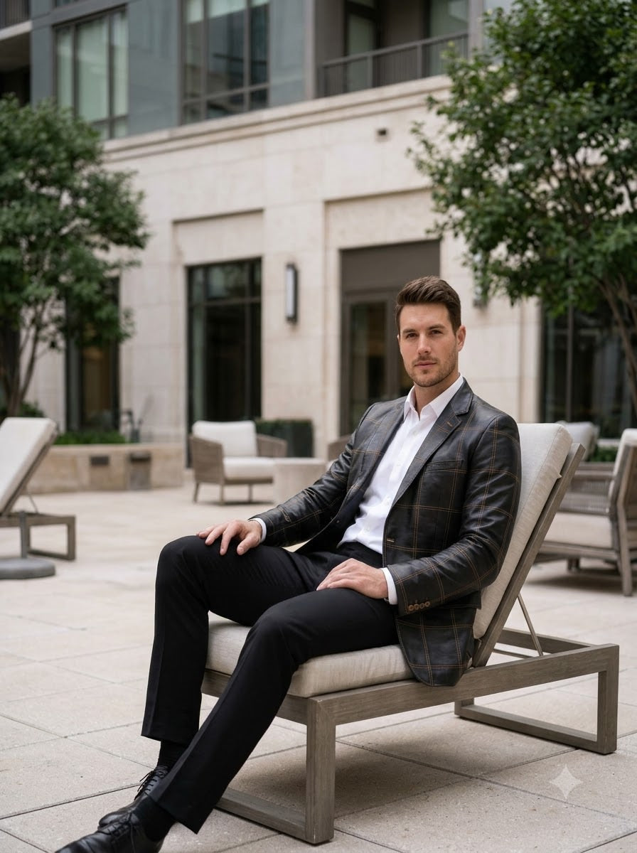 Taj Bespoke Milano Textured Leather Blazer