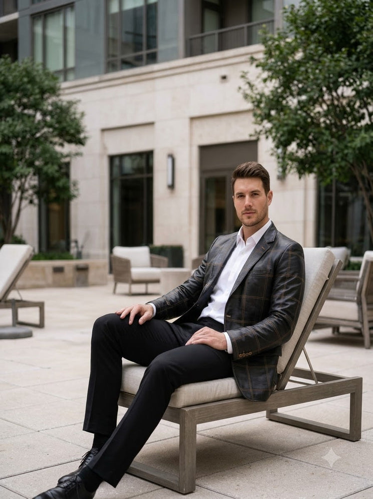 Taj Bespoke Milano Textured Leather Blazer