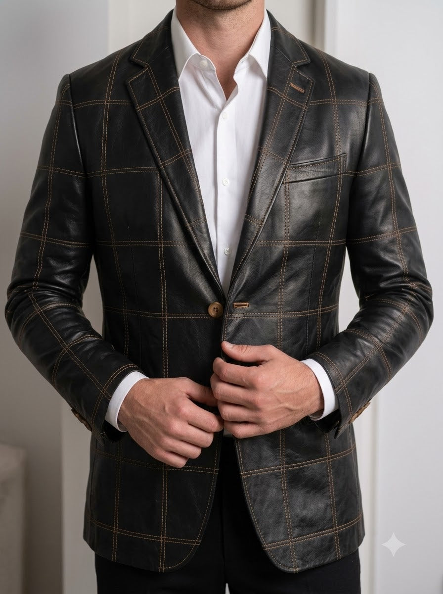Taj Bespoke Milano Textured Leather Blazer