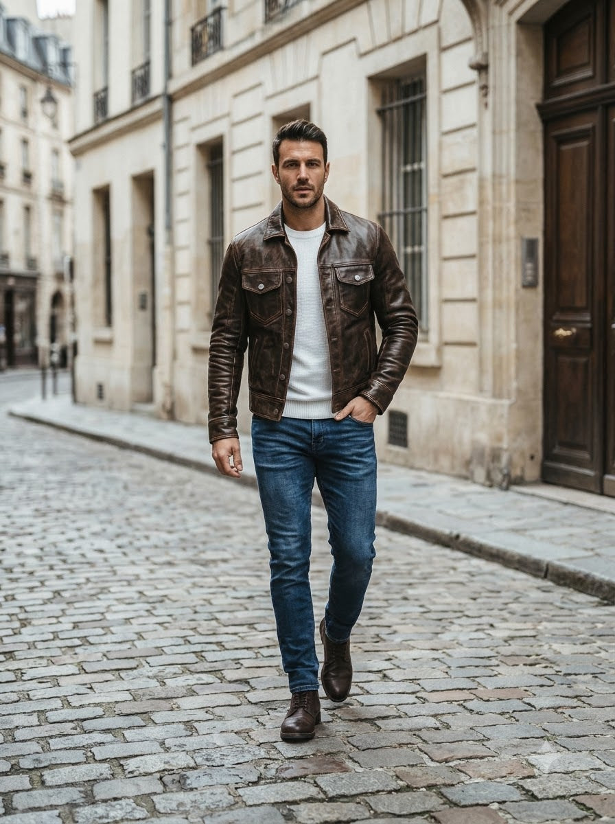 Taj Heritage Firenze Distressed Cafe Racer Jacket