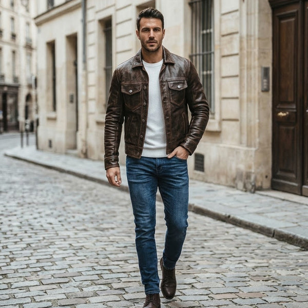 Taj Heritage Firenze Distressed Cafe Racer Jacket