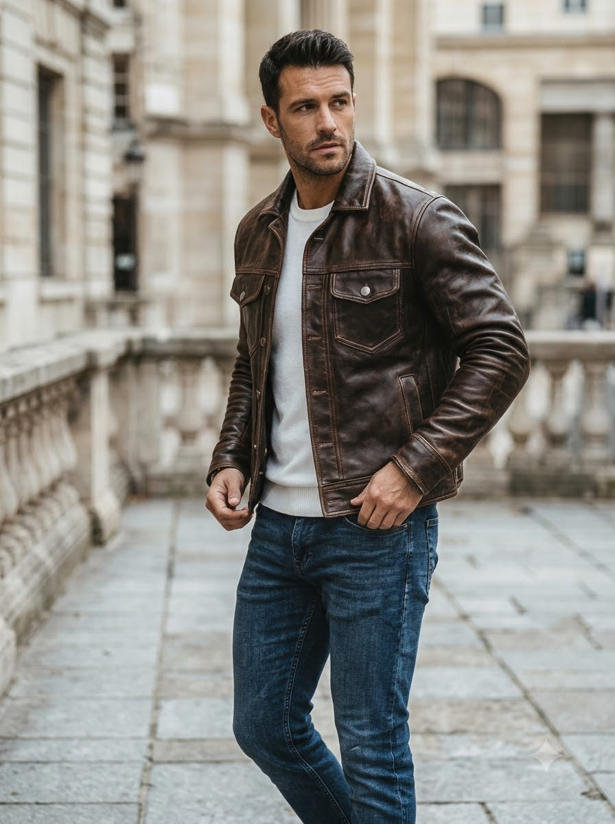 Taj Heritage Firenze Distressed Cafe Racer Jacket