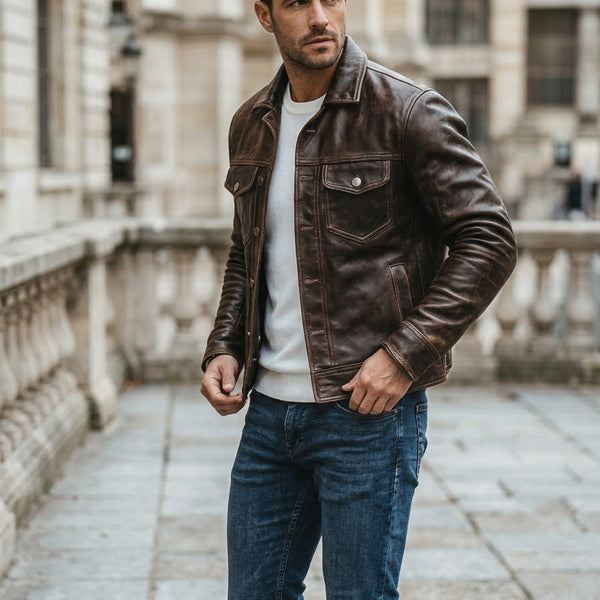 Taj Heritage Firenze Distressed Cafe Racer Jacket