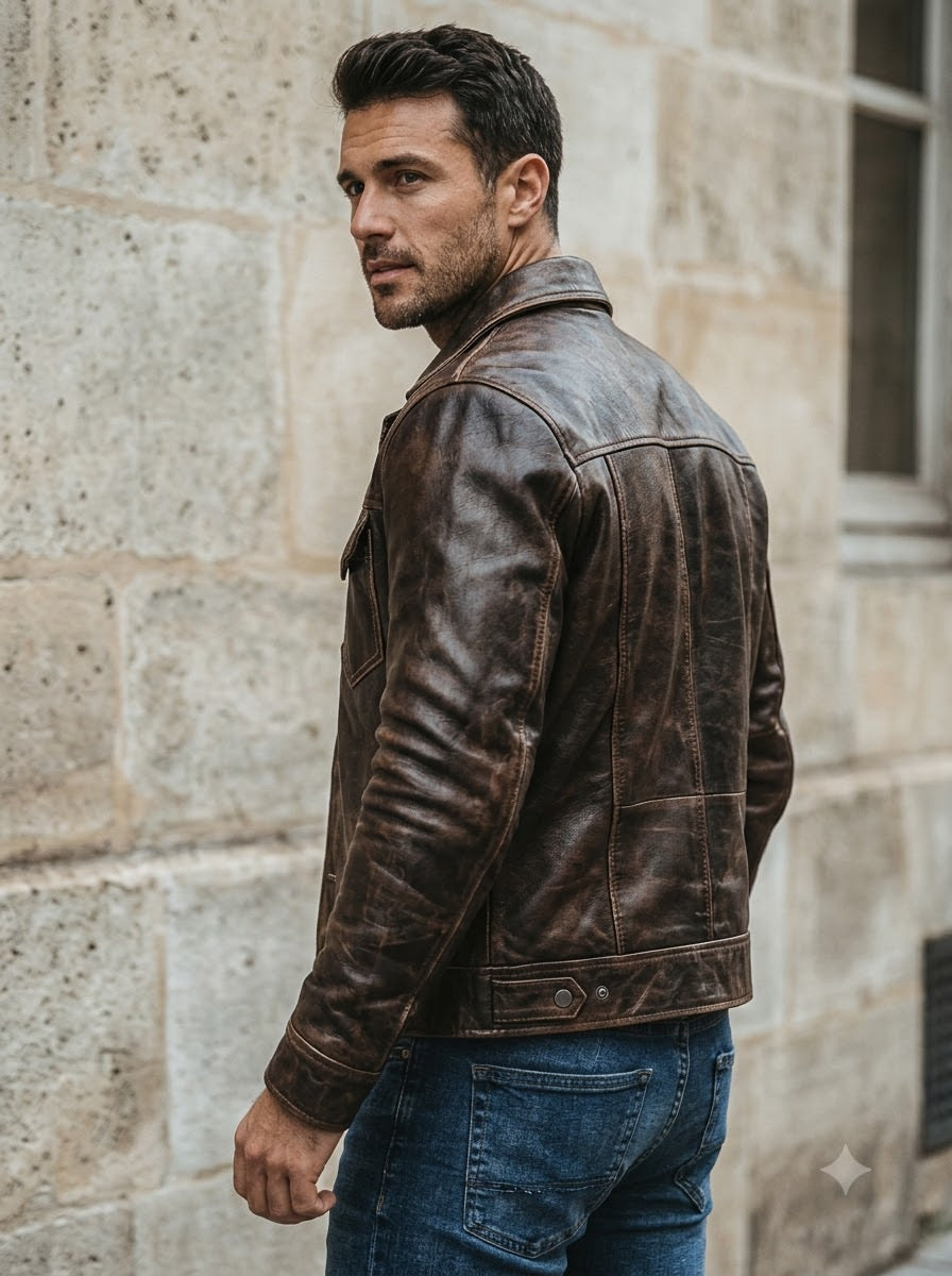 Taj Heritage Firenze Distressed Cafe Racer Jacket