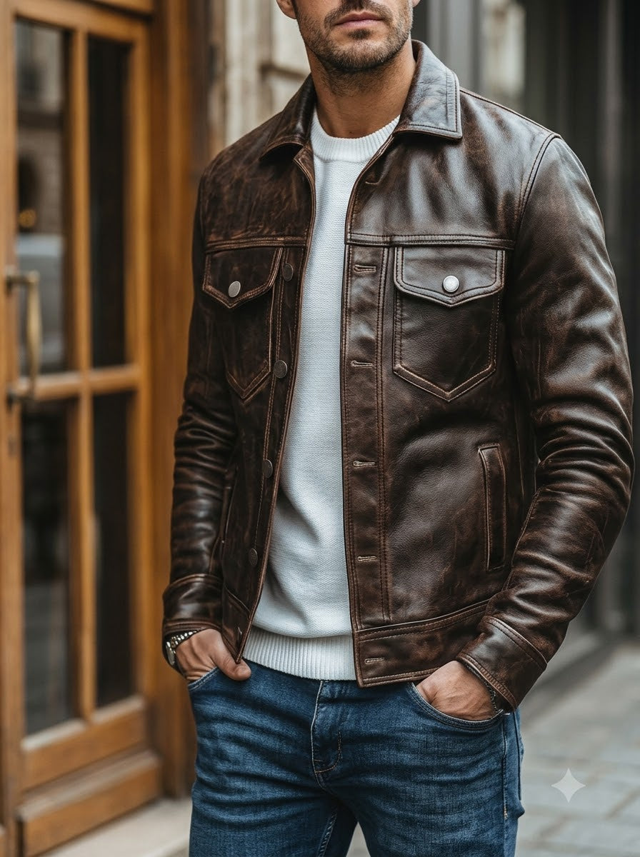 Taj Heritage Firenze Distressed Cafe Racer Jacket