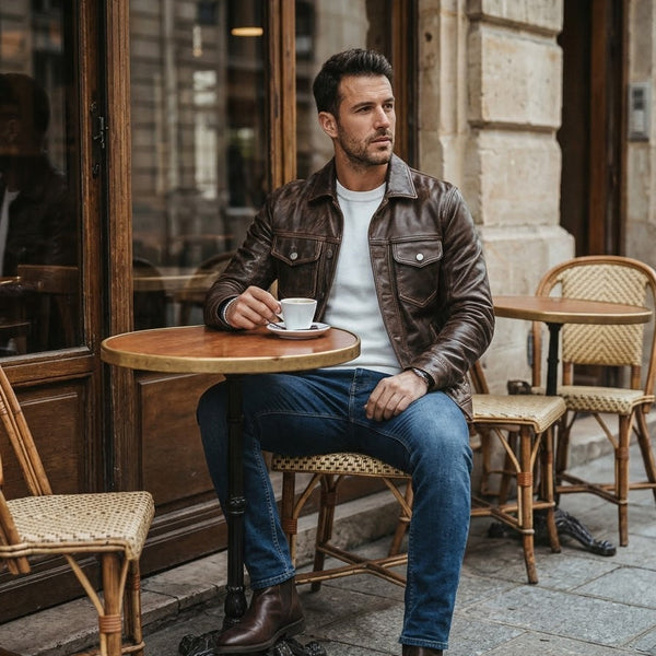 Taj Heritage Firenze Distressed Cafe Racer Jacket