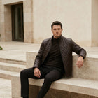 Taj Bespoke Espresso Diamond-Quilted Moto Jacket