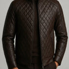 Taj Bespoke Espresso Diamond-Quilted Moto Jacket