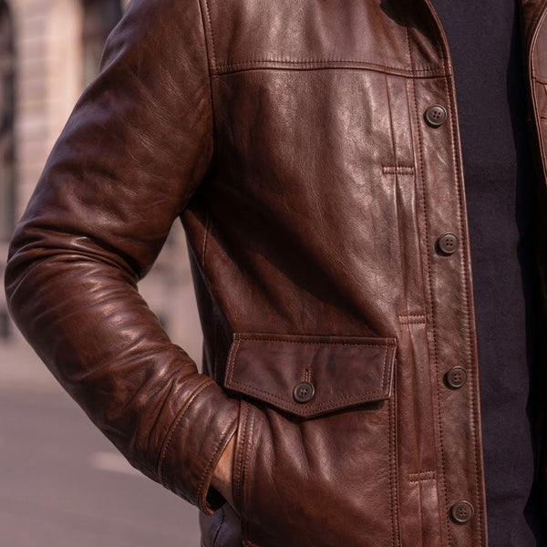 Taj Heritage Dakota Antique Brown Safari Leather Jacket