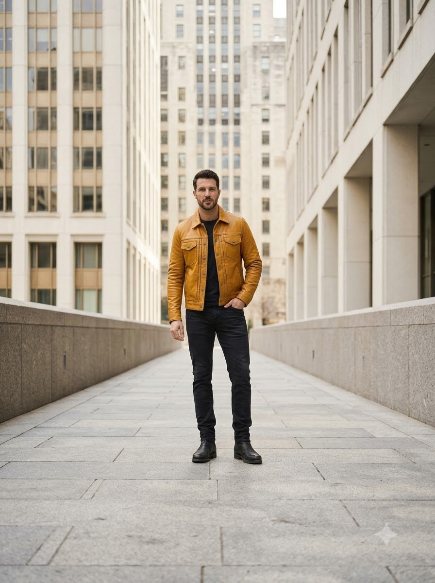 Taj Signature Tuscan Ochre Suede Harrington Jacket