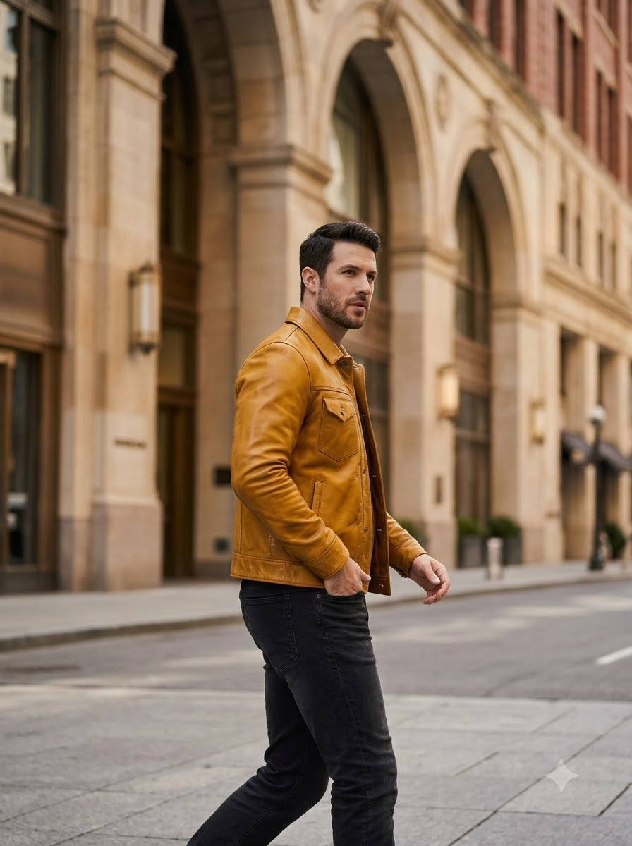 Taj Signature Tuscan Ochre Suede Harrington Jacket