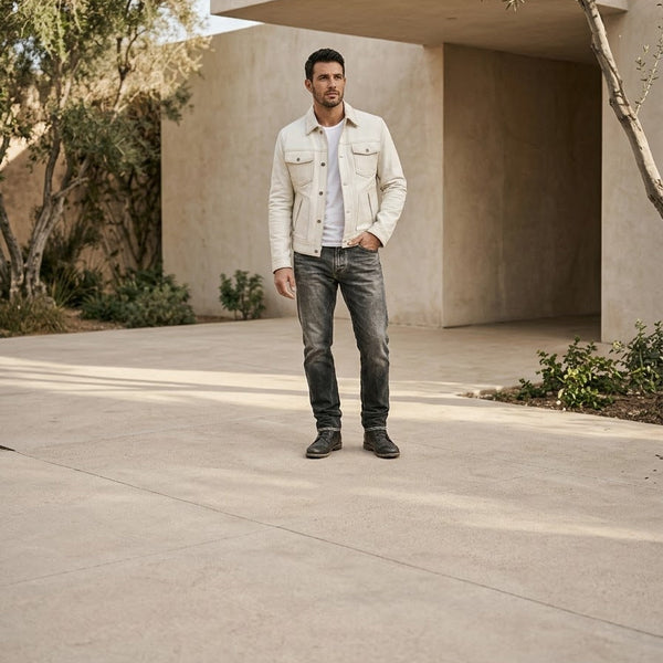 Taj Signature Ivory Suede Safari Utility Overshirt