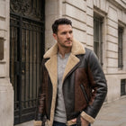 Taj Heritage B-3 Aviator Distressed Brown Shearling Bomber