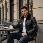 Taj Signature Nightfall Black Leather Shearling Bomber
